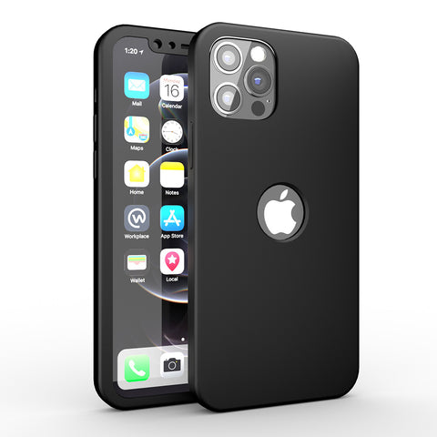 Apple iPhone 12 Pro Max 360 Grad Schutz Schwarze Hülle
